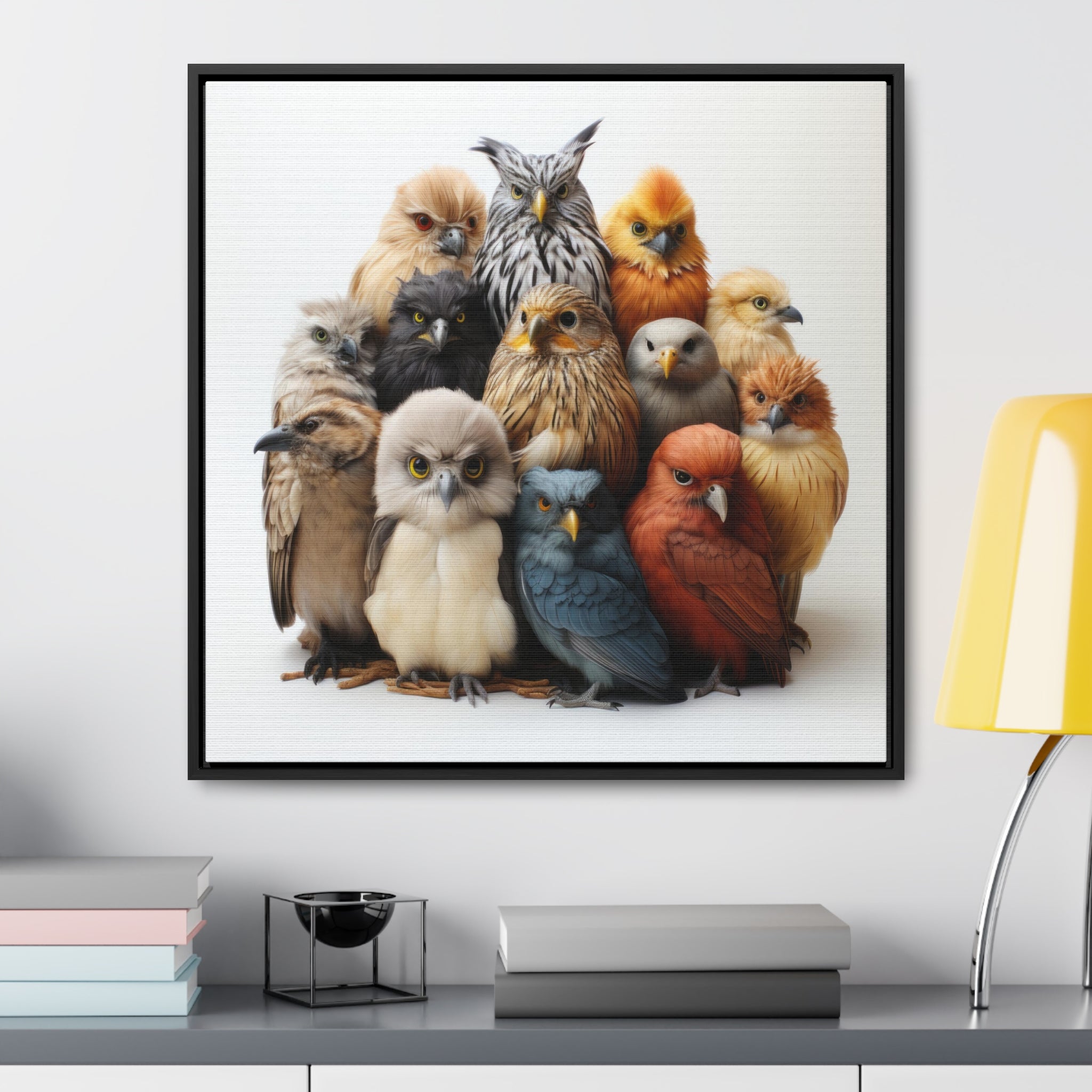 Colourful Owl's | Gallery Canvas Wraps, Square Frame