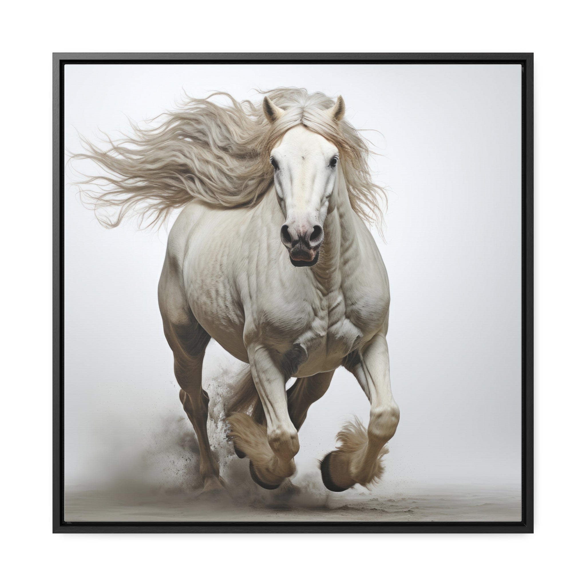 Snow White Horse Running | Gallery Canvas Wraps, Square Frame