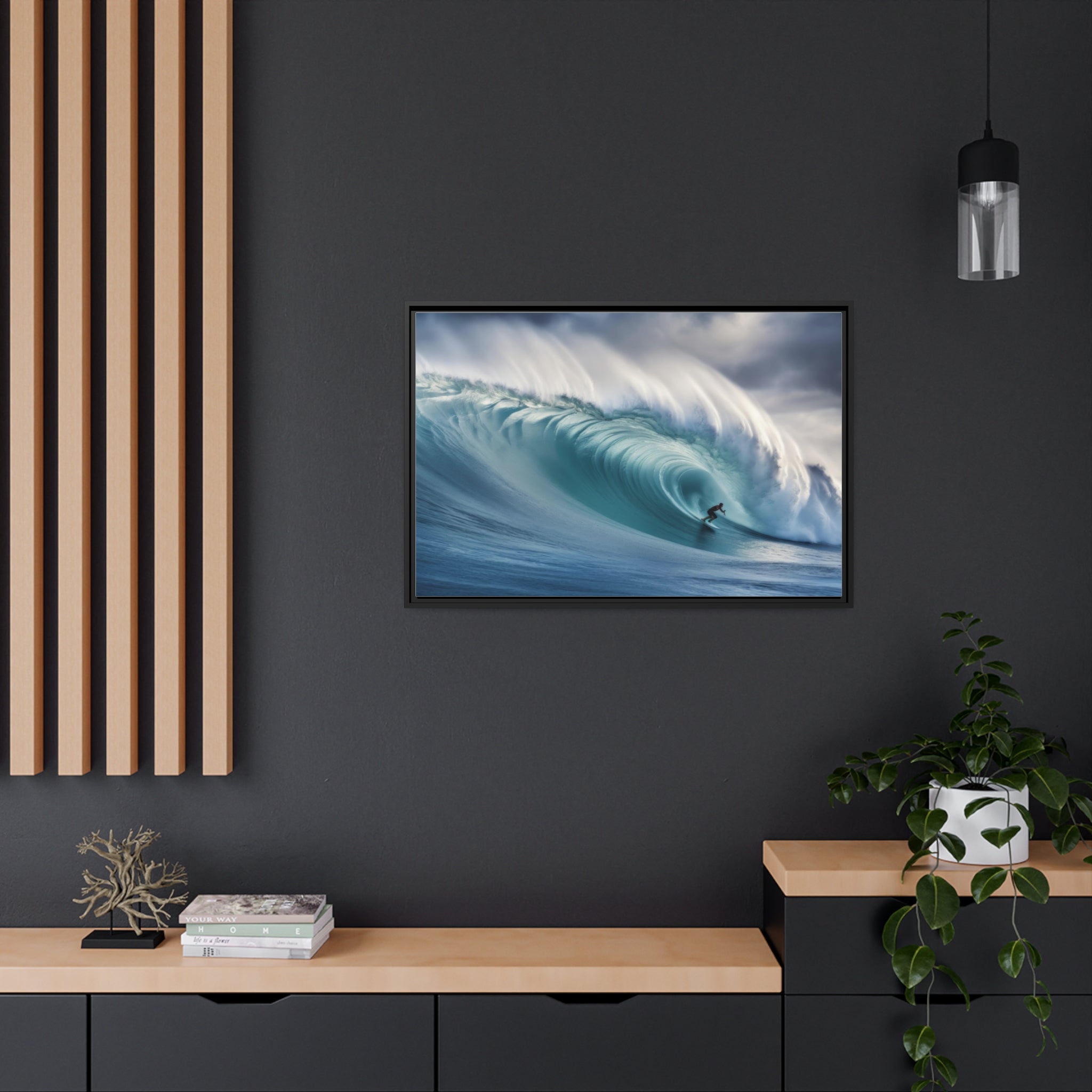 Surfing The Wave  | Matte Canvas, Black Frame