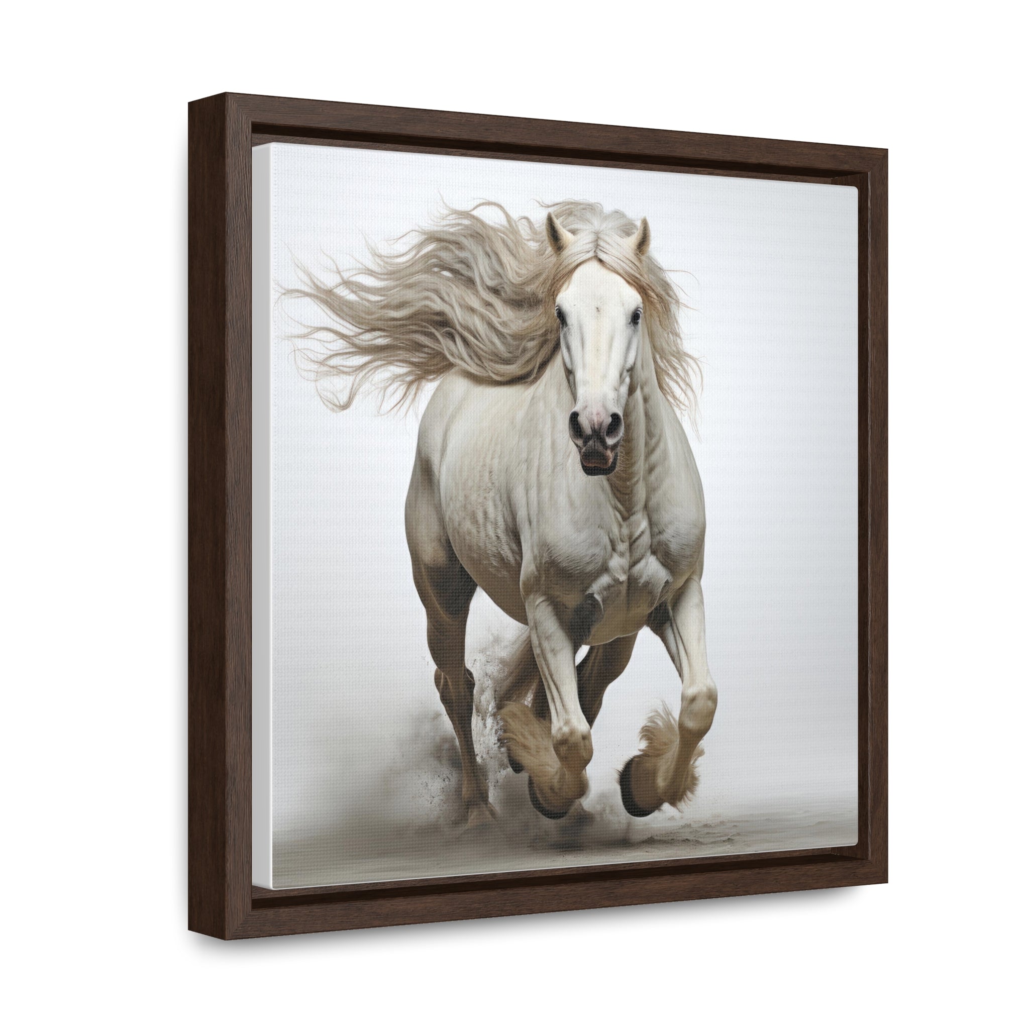 Snow White Horse Running | Gallery Canvas Wraps, Square Frame